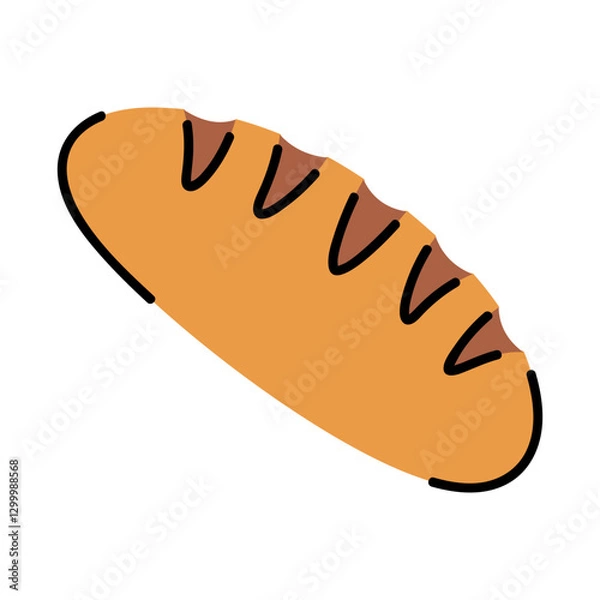 Fototapeta Freshly Baked Bread Loaf Illustration