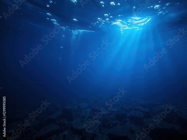 Obraz Underwater Scene with Sunbeams and Bubbles