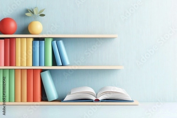 Fototapeta Cozy Colorful Bookshelf And Artistic Elements Creating A Vibrant Zoom Background For Engaging Online Presentations