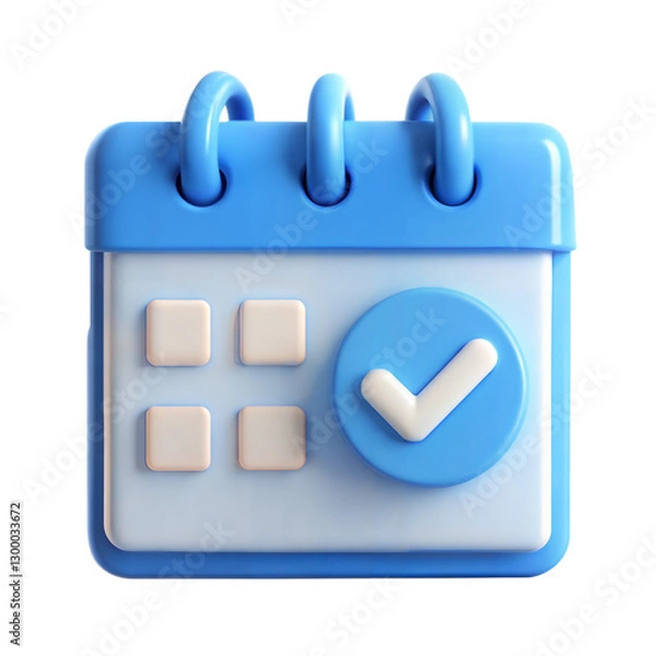 Obraz 3D Calendar with Checkmark or Checklist Icon 