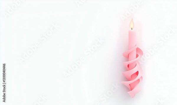 Fototapeta Elegant Pink Candle with Spiral Design and Soft Warm Glow