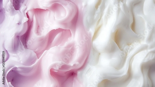 Fototapeta Cream texture with swirls of pink and white, providing a smooth, luxurious feel and appearance