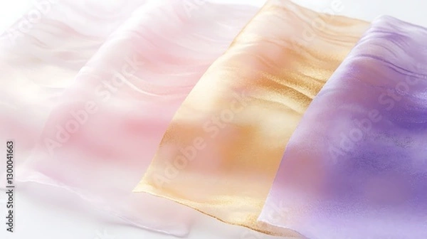 Fototapeta Pastel silk fabric layers in delicate hues, soft textures, and gentle folds creating elegant design