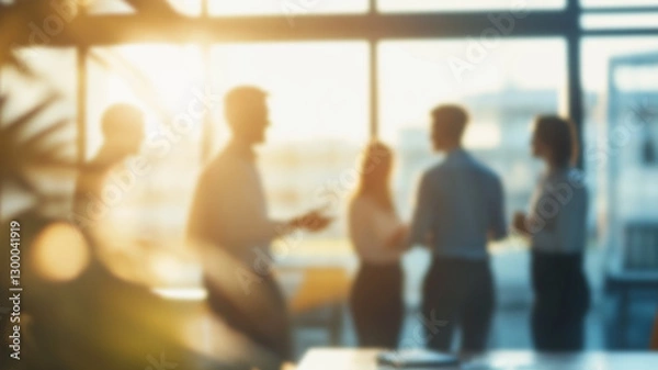 Fototapeta Blurry image of a group of business people standing in the office lobby. AI Generated Images