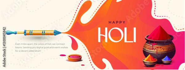 Obraz Happy Holi Festival Cover Banner Background Design Template with Vibrant Colors