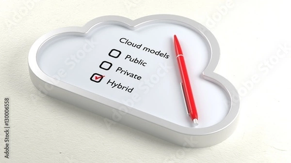 Fototapeta Three different cloud checklist and hybrid crossed off