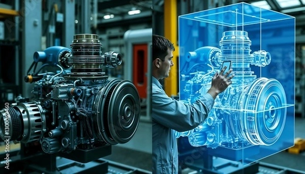 Fototapeta Revolutionizing Engine Design: Augmented Reality in Manufacturing