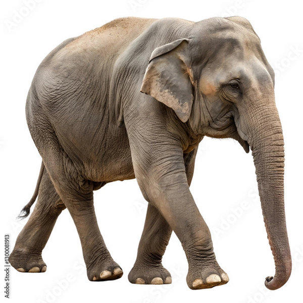 Fototapeta Side view of walking Asian Elephant isolated on a transparent background