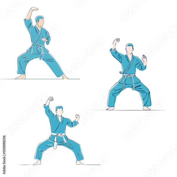 Fototapeta Double Hand Block (Morote Uke) – Cyan Blue-