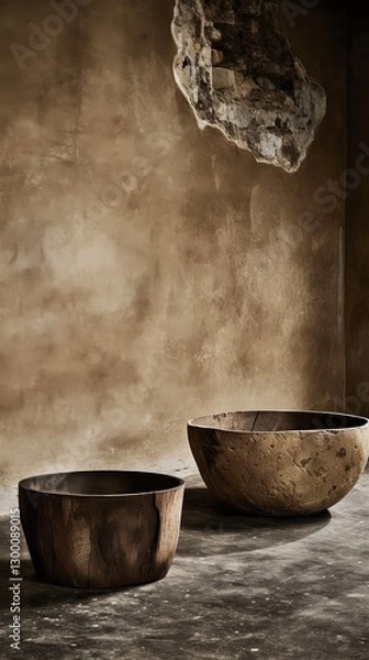 Fototapeta Rustic Wooden Bowls Still Life