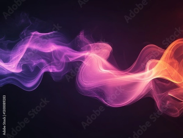 Fototapeta Abstract colorful smoke waves in shades of purple and orange on a dark background creating a mystical and ethereal atmosphere for artistic designs