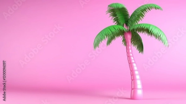 Obraz Pink Pixelated Palm Tree on Pink Background