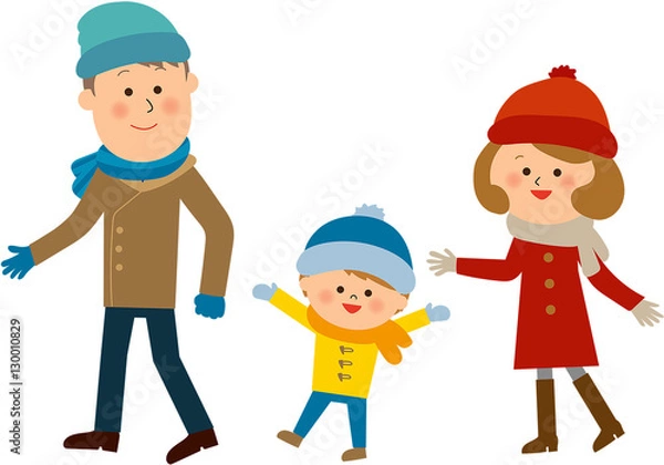 Obraz 家族　３人　散歩　冬