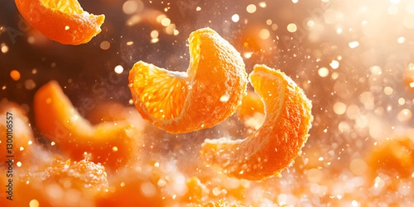 Fototapeta Vibrant and Juicy Citrus Fruits Including Fresh Oranges, Tangerines, and Kumquats with Bright and Refreshing Aesthetic in Stunning Close-Up