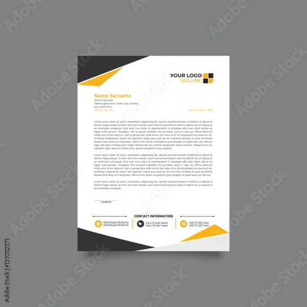 Fototapeta Clean and professional corporate company business letterhead template design with orange and black color variation.