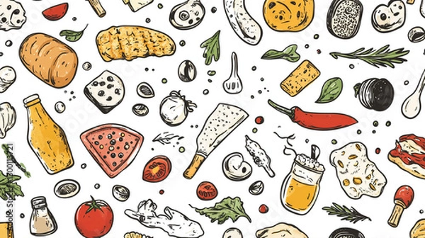 Obraz Vector illustration of various vegetables on white background