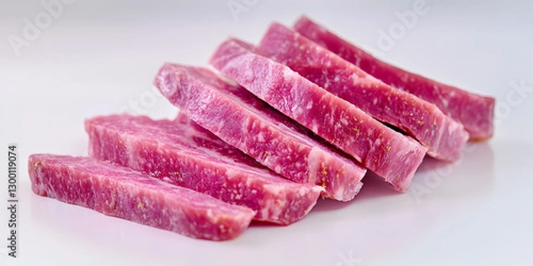 Fototapeta High-Quality Fresh Raw and Cooked Meat Selection Featuring Juicy Steak Cuts, Grilled Ham, and Sliced Pork with a Delicious and Mouthwatering Presentation