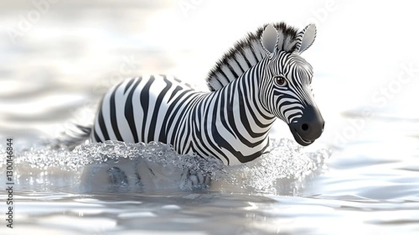 Fototapeta Zebra splashing in water nature scene wildlife photography playful environment