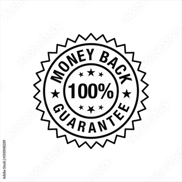 Obraz Money back 100 guarantee round back stamp, icon, vector illustration