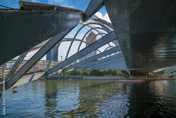 Obraz The urban architectural skyline, modern bridges, and Haihe River scenery of Tianjin, China on August 11, 2024