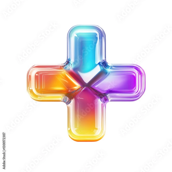 Fototapeta Glossy multicolor medical cross beaming on transparent or white background