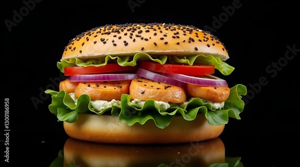 Obraz hamburger on black background