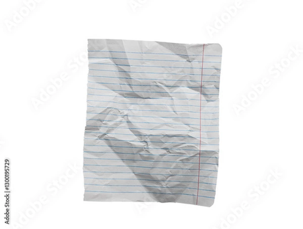 Fototapeta Wrinkled or crumpled lined white paper texture used as a white paper background texture in a design.
