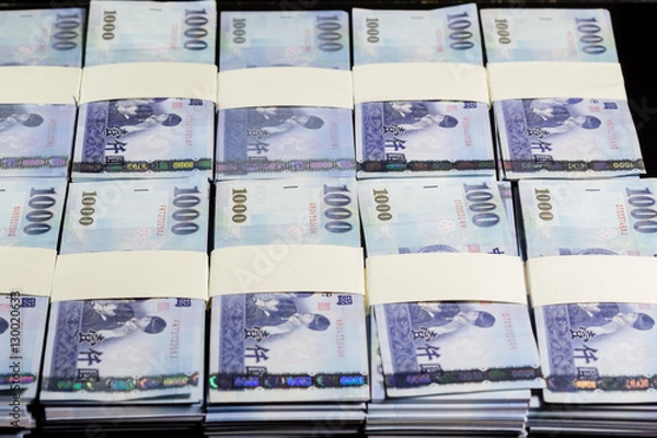 Obraz New Taiwan Dollars in stacks