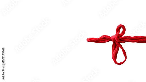 Fototapeta A vibrant red string tied in a neat bow, symbolizing connectivity and attention to detail on a transparent background.