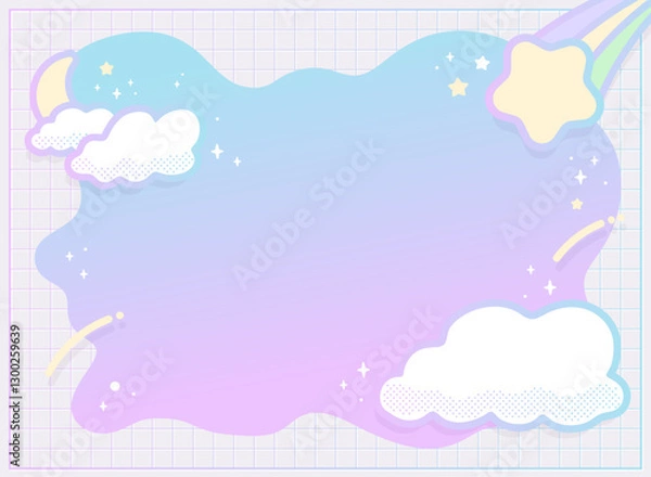 Fototapeta 可愛い星空のグラデーションのフレーム背景