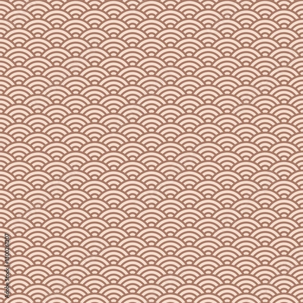 Fototapeta Seamless japanese geometrical pattern. Repeating asian nature textured. Soft mocha mousse colors. Vector illustration.