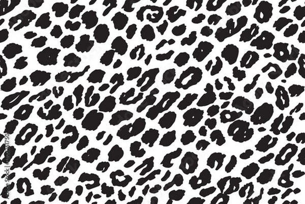 Fototapeta Seamless Black and White Leopard Fur Vector Pattern