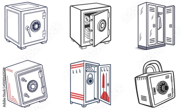 Fototapeta Explore our vector icon set featuring school, travel, and gym lockers. Perfect for adding clarity and style to your designs with versatile, easy-to-use icons.
