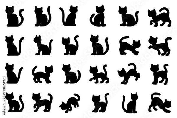 Obraz Black Cat Silhouettes Vector Collection