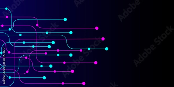 Fototapeta Futuristic Geometric Lines digital technology. Blue and magentta Computing Concept. Vector illustration.