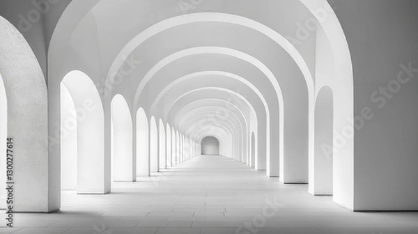 Fototapeta Minimalistic corridor of endless arches.