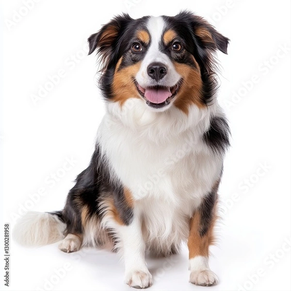 Obraz Charming dog sitting calmly with a bright background displaying its unique features and captivating personality traits