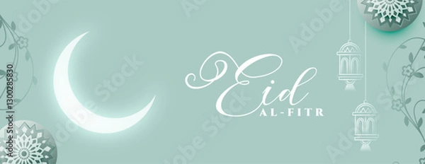 Obraz eid al fitr event wallpaper with crescent and lamp