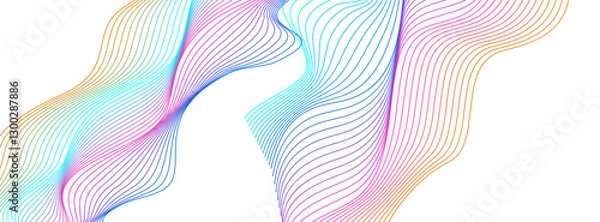 Fototapeta Gradient Blend Background White Vector. Trendy Template. Rainbow Soundwave Gradient. Wave Infinity Banner. Colorful Concept Curve.