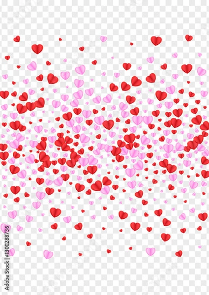 Obraz Red Heart Background Transparent Vector. Banner Illustration Confetti. Pink Greeting Pattern. Violet Confetti Romantic Frame. Tender Shape Backdrop.