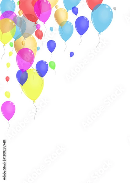 Obraz Colorful Balloon Background White Vector. Confetti Circus Design. Multicolor Sphere. Yellow Flying. Balloon Shiny Banner.