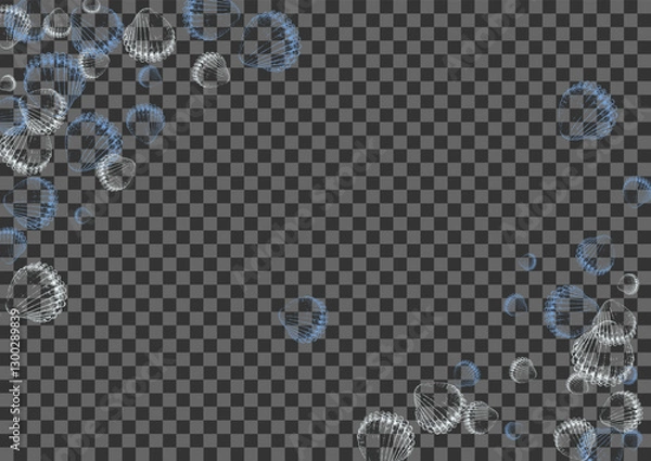 Obraz Ultramarine Oyster Background Transparent Vector. Clam Whimsical Graphic. Isolated Pattern. Navy Snail Watercolor Illustration.