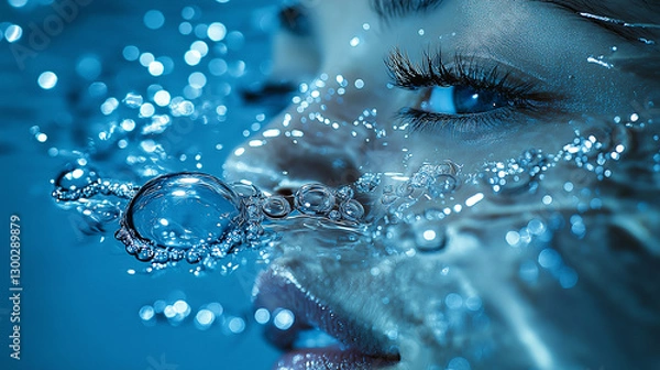 Fototapeta 女性と水