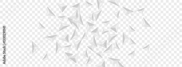 Fototapeta Greyscale Shard Background Transparent Vector. Fractal Realistic Template. Silver Cover Design. Crystal Art. Grizzly Triangular Backdrop.