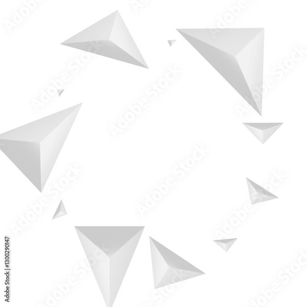 Obraz Silver Polygon Background White Vector. Crystal Elegant Tile. Gray Classic Banner. Triangular Graphic. Grizzly Shard Backdrop.