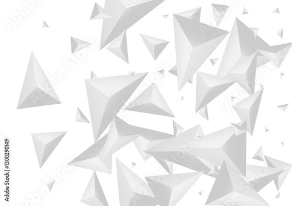 Fototapeta Silver Crystal Background White Vector. Shard Elegant Card. Greyscale Simple Design. Polygon Idea. Hoar Pyramid Backdrop.