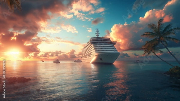 Fototapeta A cruise ship off the coast a huge ship with open _008