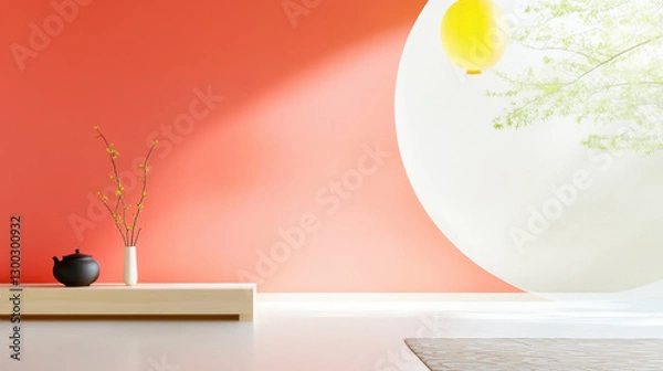 Fototapeta Minimalist Interior with Soft Lighting and Decorative Elements