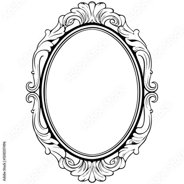 Fototapeta Oval rococo frame with ornate patterns