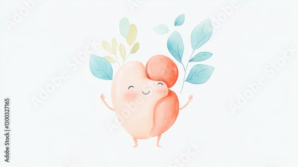 Obraz Cute Heart Hugging Illustration